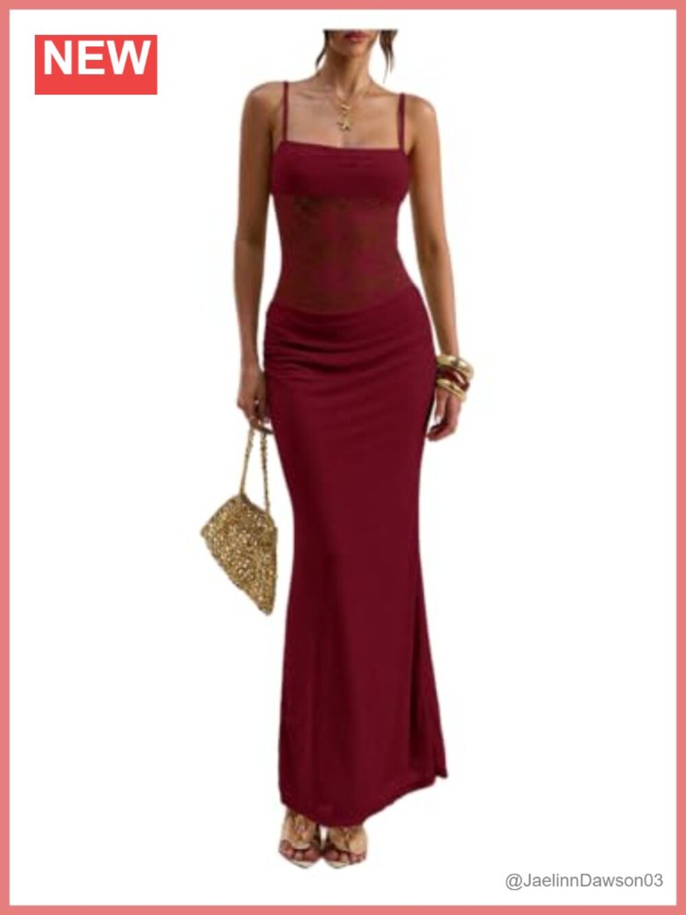 Floral Lace Sheer Maxi Dress Backless Spaghetti Strap Wedding Guest